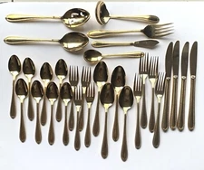 30 pc set Rogers Stainless flatware Korea Gold Color 4 pc service