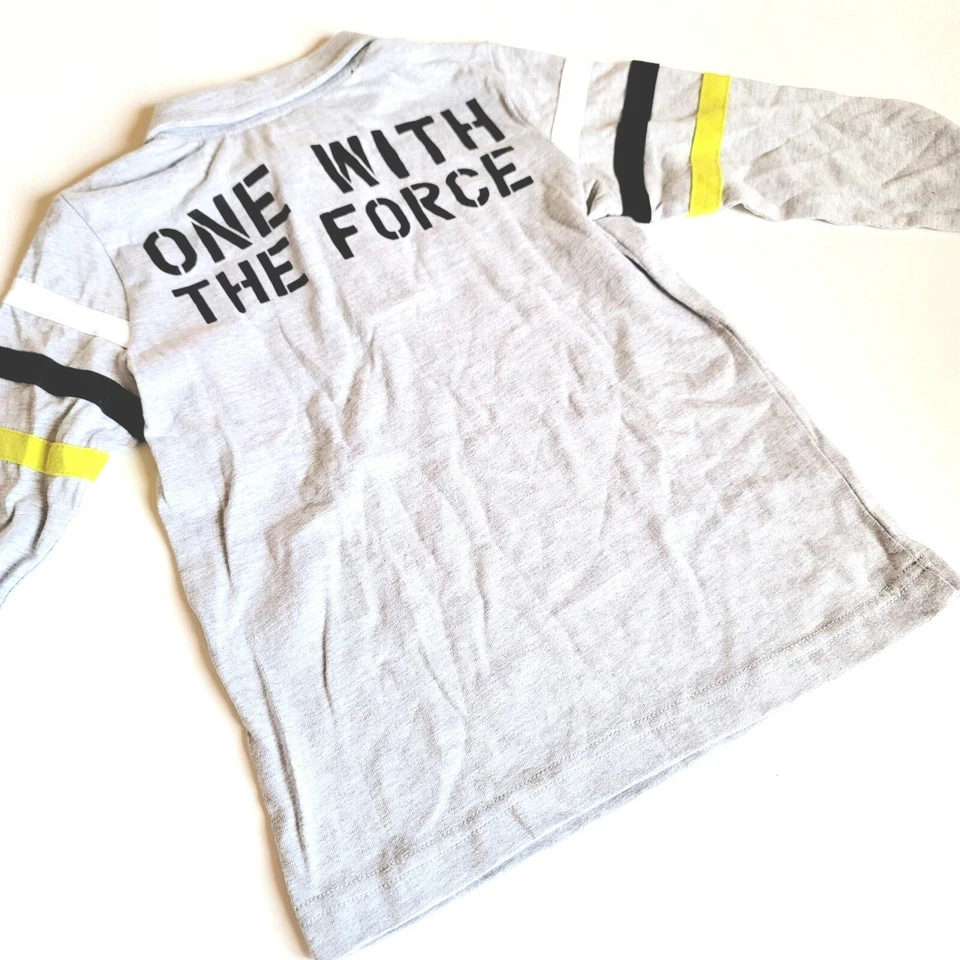 Camisa polo masculina Gymboree tamanho 5-6 Star Wars cinza rebelde Force Be With You nova com etiquetas - Imagem 2 de 2