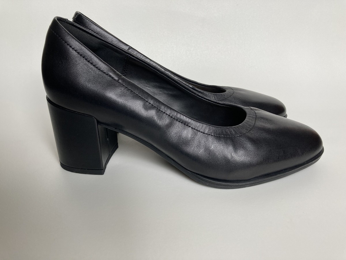 Block Heel Clarks Wide Fit Pumps Clarks Freva 55 Black Leather