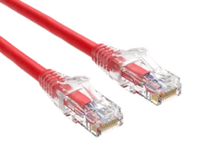 10ft Cat6 Ethernet Patch Cable with Clear Boot, UTP, Pure Bare Copper, Red