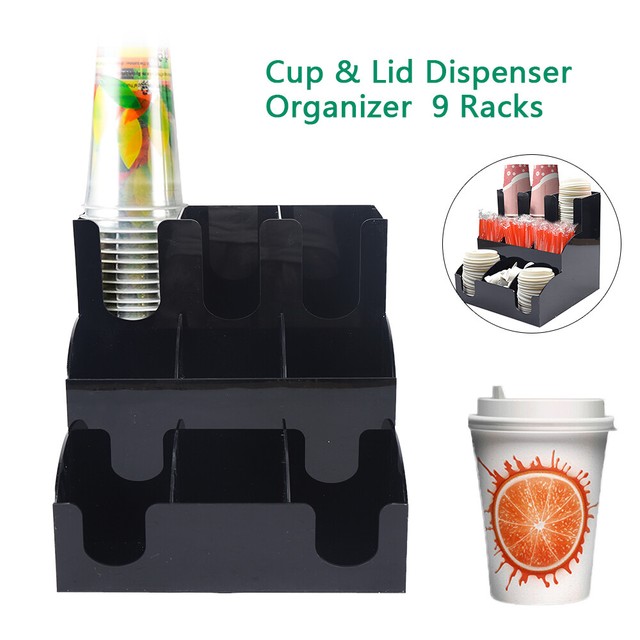 Disposable Cup lid dispenser Holder coffee Condiment Cup Rack Organizer