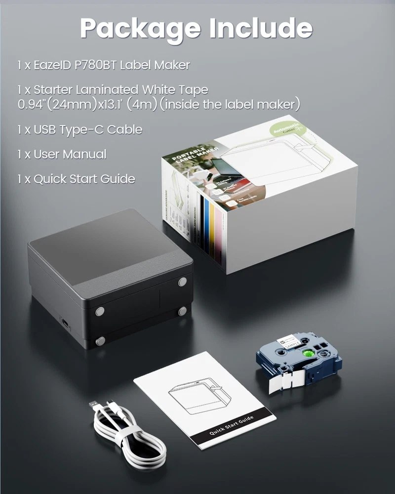 Bluetooth Rechargeable Label Maker Machine P780BT with Tape Bluetooth Rechargeable Label Maker Machine P780BT with Tape