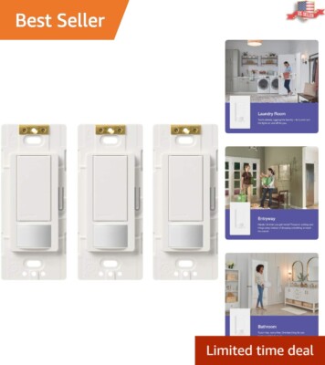 Maestro Motion Sensor Light Switch - Hands-Free Control for Any Room (3 Pack)