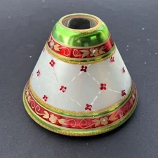 Vintage Glass Hand Painted Candle Jar Shade Glitter Christmas Holiday