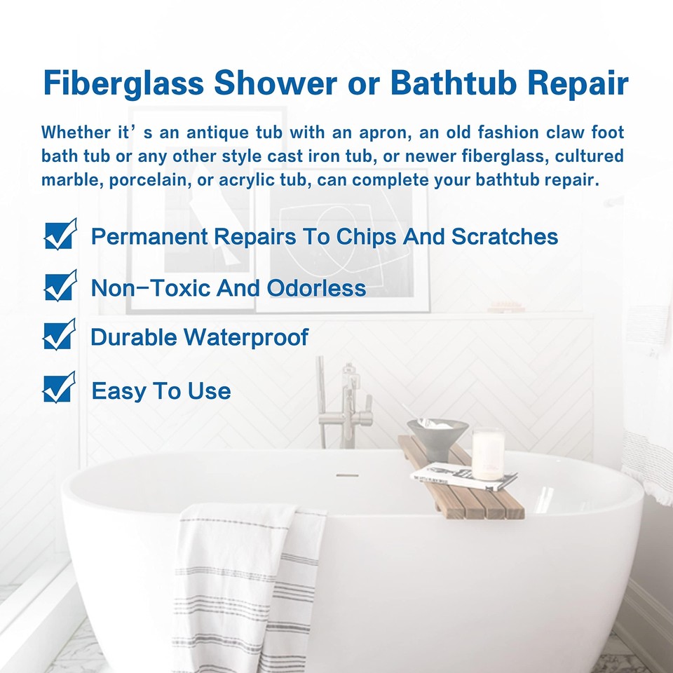 Fiberglass Tub Repair Kit (Color Match), 3.7oz Fiberglass Shower