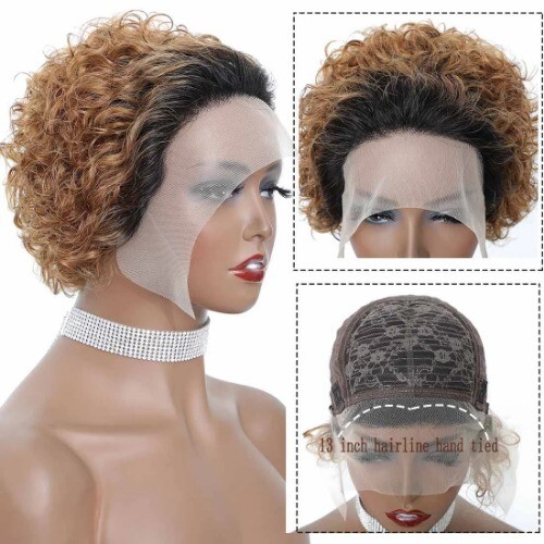 Short Pixie Cut Wig HD Lace Frontal Wig Short Curly Human Hair Wigs Deep Wave - Bild 20 von 27