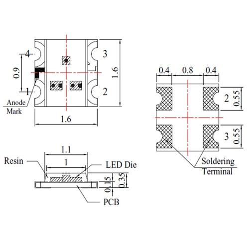 5 x 0606 0603 LED SMD Red Slow Flashing Ultra Bright Blinking Nano - Picture 3 of 3
