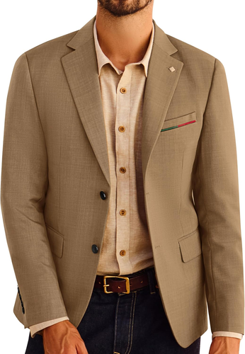 Blazer Para Hombres Ligero Deportivo Abrigos Informales Dos Botones Muescas Solapa Traje Chaqueta
