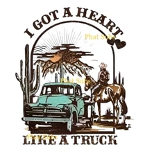 Sublimation Print Heart Like A Truck Country Ready to Press Heat Transfer