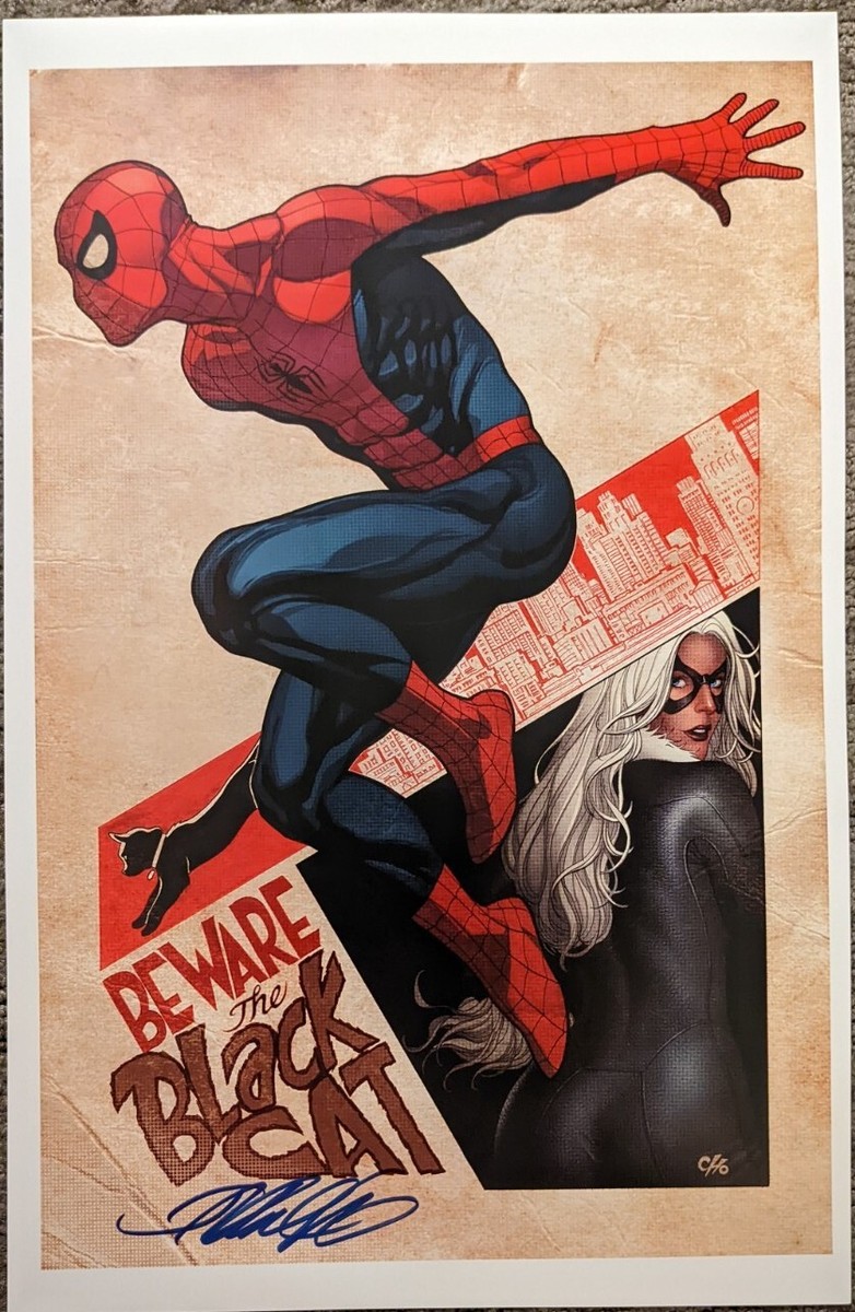 2022 SDCC FRANK CHO SPIDER-MAN BLACK CAT ART PRINT SIGNED POSTER