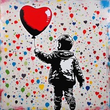 We need love 03 stencil stampa Banksy art street art pop art 80x80 tela 2 cm