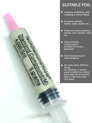 Diamond Paste Compound Polishing Lapidary 4,000 (M) Grit 5 Grams (USA MADE)