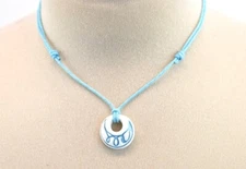 Scorpio Zodiac Sign Porcelain Pendant Blue Cord Necklace Adjustable to 28"