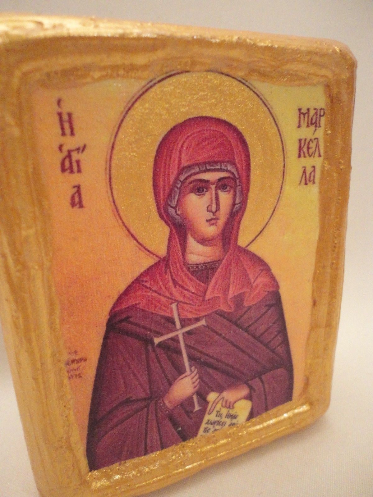 Saint Marcella Rare Greek Orthodox Christian Icon on Wood Handmade