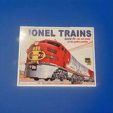 Lionel Trains Santa Fe Tin Metal Wall Hanging Sign 16"x12.5" Made in USA