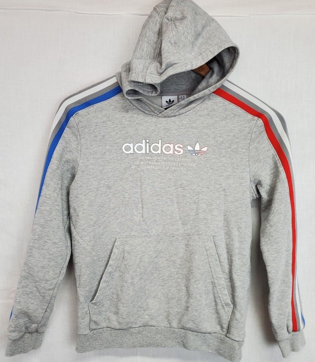 Adidas Size M Youth Kids Adicolor Hoodie GN7497 Gray 3 Stripes | eBay