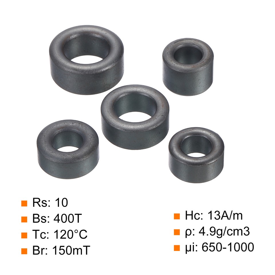 20 Pack Ferrite Toroid Cores Set Transformer Inductor Coil Ring Black 5 ...