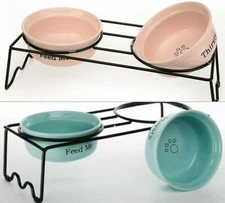 NEW❤️ FEED ME THIRSTY Pet Paws Cat Bowl Signature Housewares Rack YOU PICK 1 SET