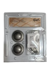 Kirsch Scarf Holders Drapery Hold Backs Hammered  Nickel Color One Pair