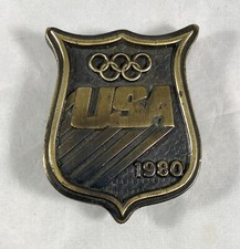 1980 USA Olympics Sports Bergamot Brass Works Vintage Belt Buckle