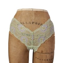 Vtg Victorias Secret Panties Sheer Lace Cheeky Tanga Green Purple New M