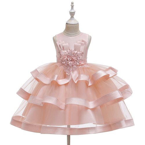 Kids Flower Girls Tulle Princess Tutu Dress Bridesmaid Christmas Party Ball Gown - Picture 5 of 17