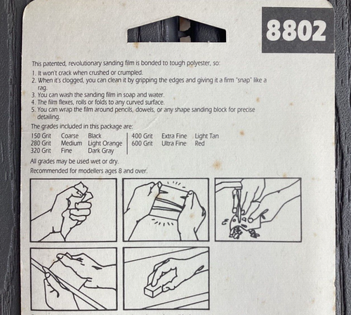 TESTORS HOBBY SANDING FILMS INCLUDING 150, 280, 320, 400, & 600 GRIT SHEETS 8802 - Picture 2 of 7
