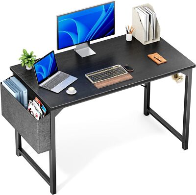 47 inch Home Office Computer Desk Wood Writing Study Desk with Storage and Hooks