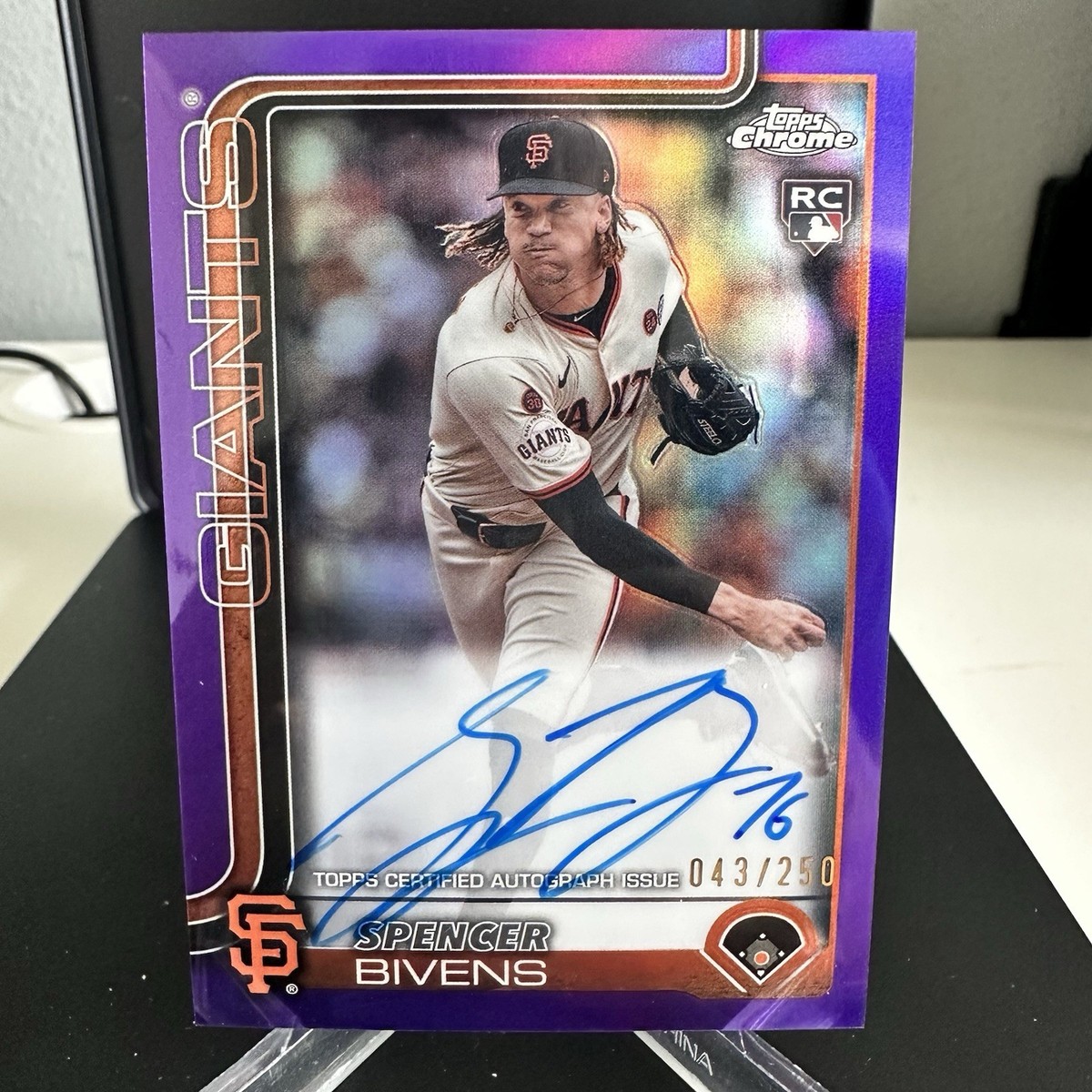 2025 Topps Chrome Spencer Bivens Purple #/250 Refractor Auto