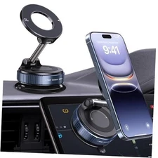 360° Rotatable Vacuum Magnetic Phone Holder, Foldable and Retractable Black