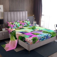 Hummingbird Sheet Set Queen Size Kids Florals Sheets with Deep Pocket Fitted ...