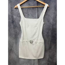 Zara Little White Dress Belted Buckle Square Neck Sleeveless Soft Girl Small