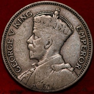 1934 New Zealand One Shilling Silver Foreign Coin