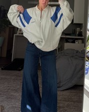 Adidas Vintage 80s Track Jacket Men's L White and Blue retro