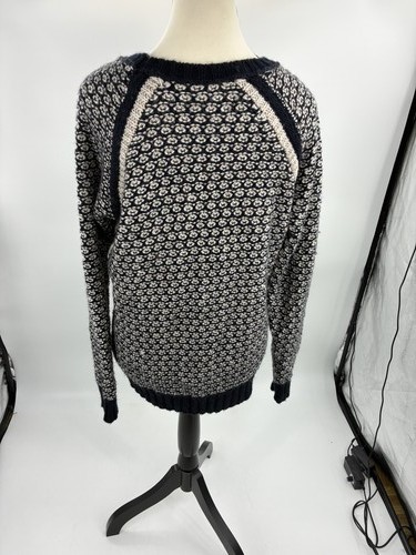Max Studio Womens XL Sweater Blue White Textured Knit Pullover Fuzzy Wool - Picture 4 of 7