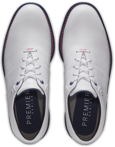 FootJoy Premiere Series Packard 54543 White Pink Navy Men Golf Shoe - Picture 3 of 5
