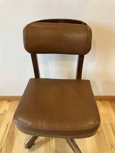 Vintage Solid Wood Desk Domore Chair Co. Wooden Swivel Chair Distressed Adjust - Picture 2 of 18