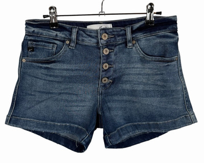 KanCan Jean Shorts Blue Button Fly Dark Wash Travel Denim Women's Size Large