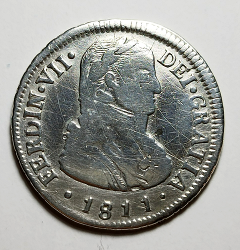 2 REALES FERNANDO VII SANTIAGO 1811. RARA. SIRVIÓ COMO JOYA . - Imagen 2 de 4