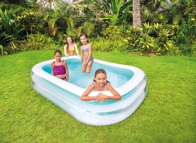 Intex 56483EP Inflatable 8.5' X 5.75' Swim Center Family Pool for 2-3 Kids, Back
