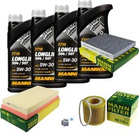 Mann Inspektionspaket 4L Mannol Longlife 504/507 5W-30 FüR VW Polo 1.2 12V Skoda