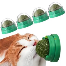 FOONEA 4PCS Catnip Balls for Cats Wall Toys Cat Lick Kitten Green