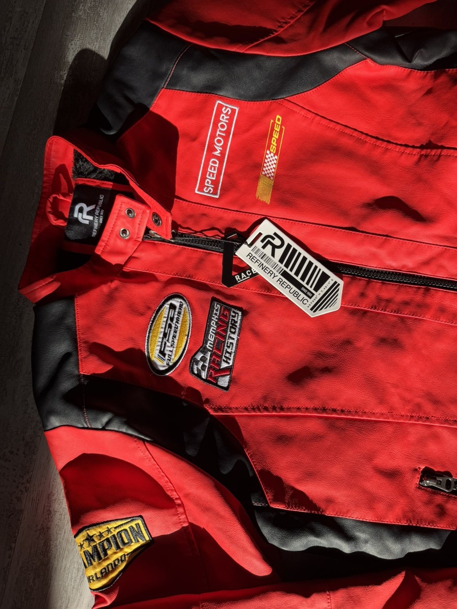 Refinery Republic Full Speed Ahead Racer Faux Leather Jacket Size