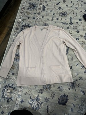 Halogen Women s Large Pink Button Down Cardigan Sweater V-Neck  100% Wool