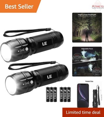LED Flashlights Waterproof Small Bright Focus for Camping Emergencies 2 Pack