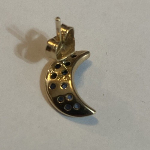 Ohrringe Ohrstecker 9 kt Gold Saphir Halbmond Gelbgold - Bild 11 von 16