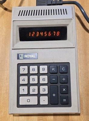 Vintage 1973 Royal Digital VIII-K Desktop Calculator - Working Orange Display!