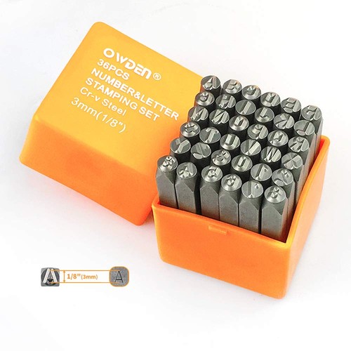 Profi 36 Teile Stahl Metall Stanzwerkzeug Set, (1/8") 3 mm, Stahlnummer und...