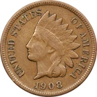 1908-S Indian Head Cent 1C, Very Fine VF