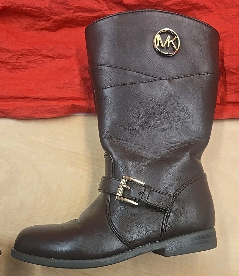 Michael Kors Girl's Emma Blaire Gold Buckle Brown Riding Tall Boots Sz 10 thumbnail 13